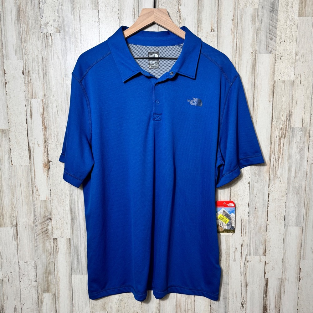 The North Face Flash Dry Short Sleeve Polo Shirt Bright Blue New Mens XL
